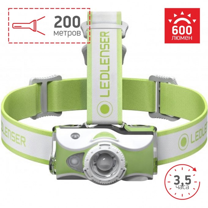 Аккумуляторный налобный фонарь LED LENSER MH7 зелено-белый 500991